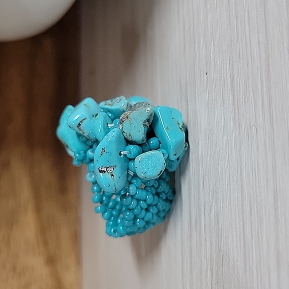 TURQUOISE HOWLITE BEADED RING - Picture 5 of 6